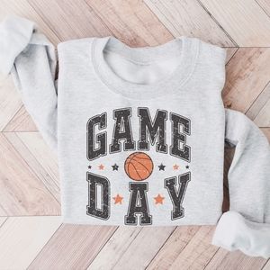 Game Day Retro Vintage Basketball Graphic Crewneck Sweatshirt